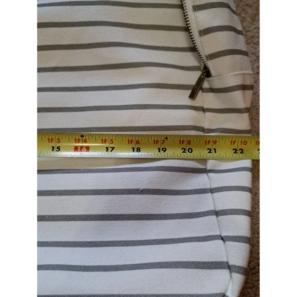 Cozy Earth Reusable Bamboo Canvas Blanket Tote Storage Bag White Gray Striped